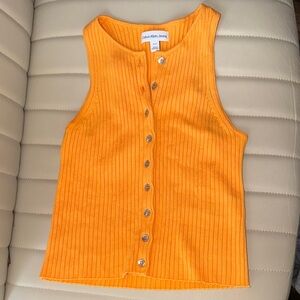 Orange Ribbed Button-Up Tank Top Calvin Klein Jeans